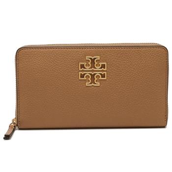 TORY BURCH 雙T－LOGO皮革拉鍊長夾－駝