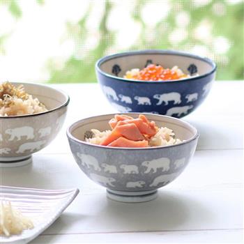 【日本美濃燒】輕量北極熊圖案飯碗x2入(2色可任選) 湯碗 餐碗