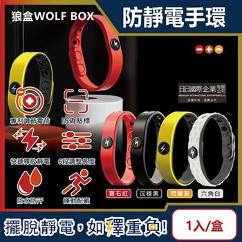 狼盒WOLF BOX-快速導電高密度矽膠防水防汗超強防靜電手環1入/盒 (運動型6段調整長度)