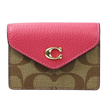 COACH 滿版LOGO皮革零錢包-卡桃