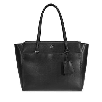 TORY BURCH 素面防刮皮革托特包－黑色