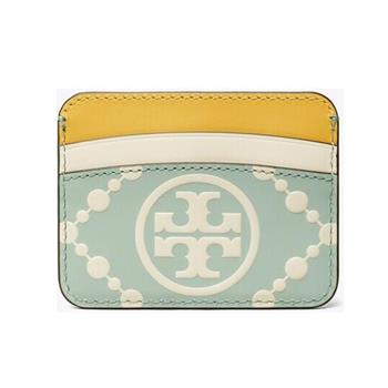 TORY BURCH 雙T－LOGO拼接皮革名片夾－綠色