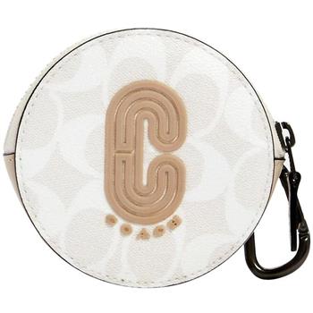 COACH 滿版LOGO掛式零錢包-白色