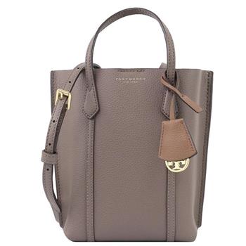 Tory Burch 素面皮革肩背托特包－岩灰
