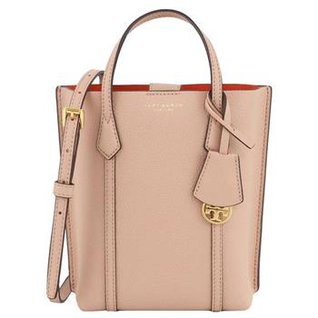 Tory Burch 素面皮革肩背托特包－粉