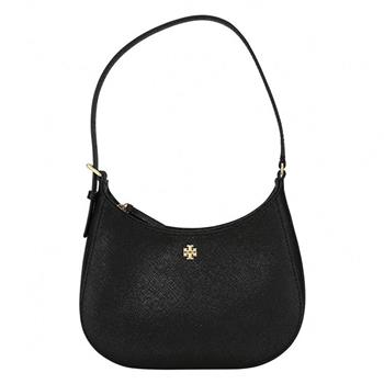 Tory Burch 素面皮革拉鍊肩背包－黑