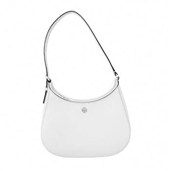 Tory Burch 素面皮革拉鍊肩背包－純白