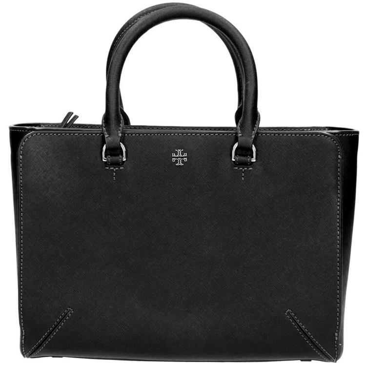 TORY BURCH 素面皮革托特包-黑