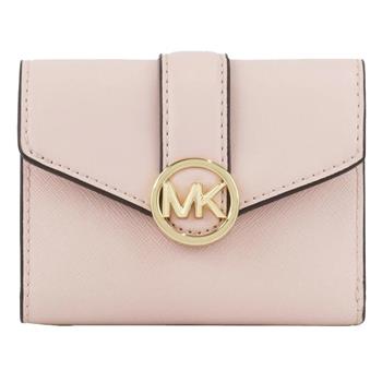 MICHAEL KORS 素面皮革三折短夾-粉