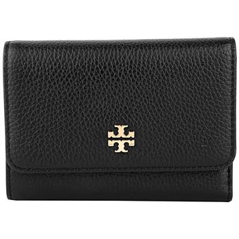 TORY BURCH 雙T－LOGO皮革中夾－黑色
