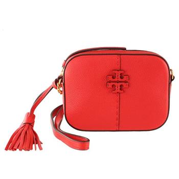Tory burch 流蘇皮革斜背包－紅
