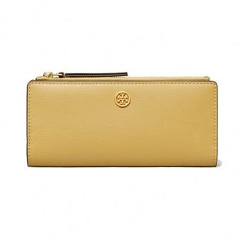 Tory burch 素面皮革長夾－黃