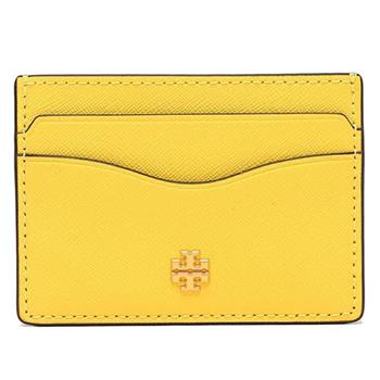 Tory burch 素面防刮皮革票卡夾－黃色