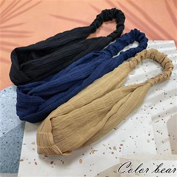 【卡樂熊】簡約格子織布交叉造型髮帶(三色可選)