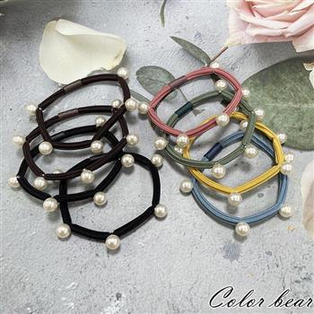 【卡樂熊】基本高彈力釘珠圓繩4入組造型髮束/髮圈(兩色可選)