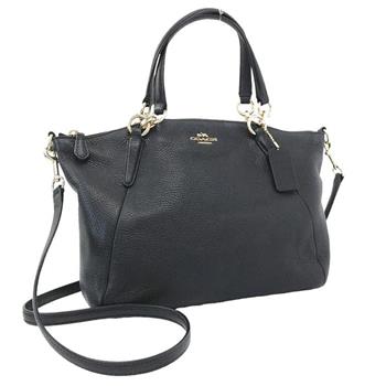 COACH 馬車LOGO荔枝紋皮革兩用包-黑