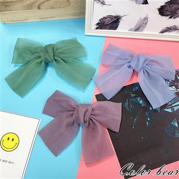 【卡樂熊】韓系優雅歐根紗蝶結造型髮夾/邊夾(三色可選)