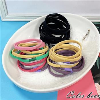 【卡樂熊】日韓簡約素色素面10入組造型髮圈(三款可選)