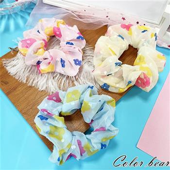 【卡樂熊】簡約雪紡花花造型圈束/腸束(三色可選)