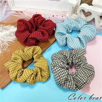 【卡樂熊】氣質簡約格紋造型圈束/腸束(四色可選)