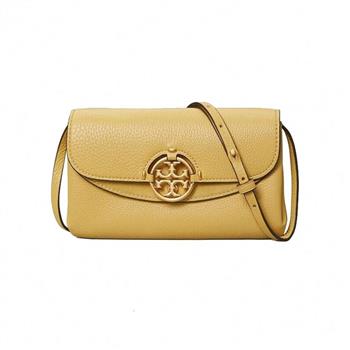 Tory burch 雙T－LOGO翻蓋皮革斜背包－黃