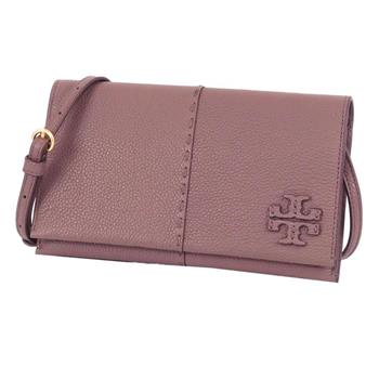 Tory burch 拼接皮革翻蓋斜背包－薰衣草紫