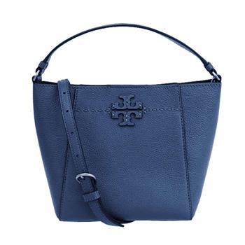 Tory burch 荔枝紋皮革水桶包－深藍