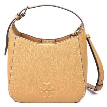 Tory Burch 素面皮革斜背肩背包－駝
