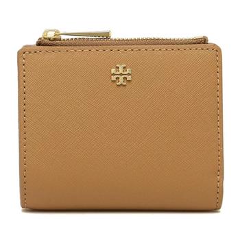 Tory Burch 素面防刮皮革短夾－焦糖色