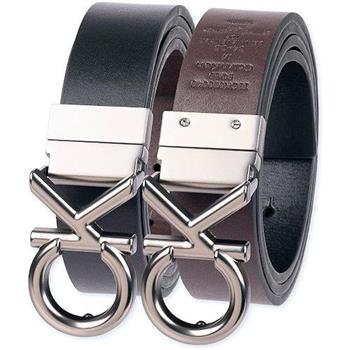 【Calvin Klein】2024男經典Logo標扣雙面黑咖啡色兩用皮帶(預購)