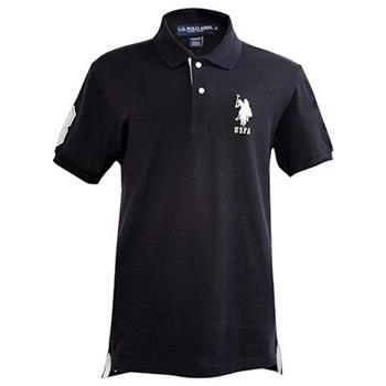 【US Polo】2024男時尚大馬球修身全棉黑色短袖POLO(預購)