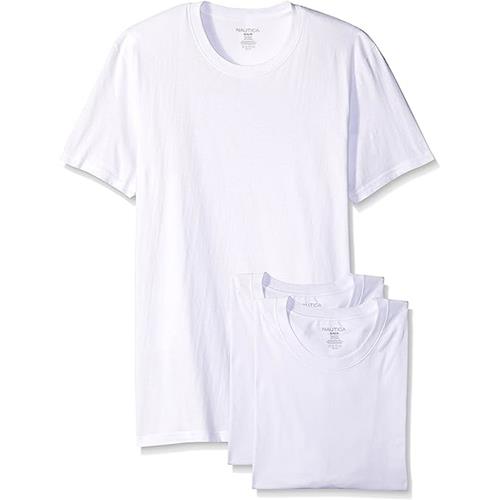 【NAUTICA】2024男時尚棉質白色圓領短袖內衣3件組(預購) - L