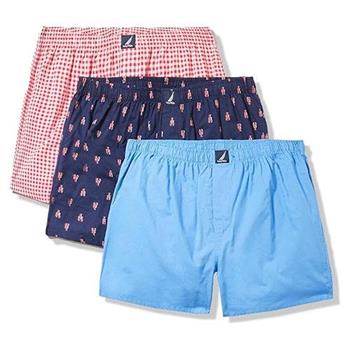 【NAUTICA】2024男時尚棉質舒適粉藍色系平口內著混搭3件組(預購)