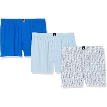 【NAUTICA】2024男時尚棉質舒適藍色系平口內著混搭3件組(預購)