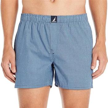 【NAUTICA】2024男時尚舒適靛藍色細格平口內著(預購)