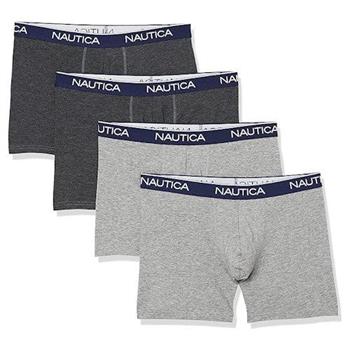 【NAUTICA】2024男時尚彈性合身炭灰色修飾四角內著混搭4件組(預購)