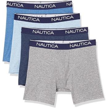 【NAUTICA】2024男時尚彈性合身藍灰色系修飾四角內著混搭4件組(預購)