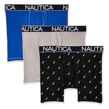 【NAUTICA】2024男時尚透氣藍灰黑色四角修飾內著混搭3件組(預購)