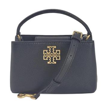 Tory burch 雙T－LOGO素面皮革手提兩用包－黑