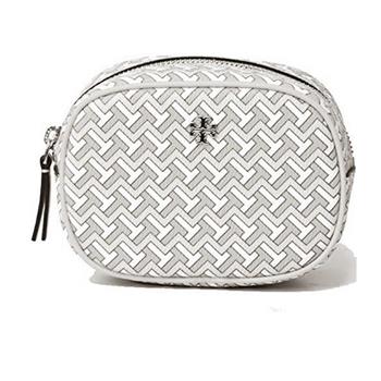 TORY BURCH 印花皮革拉鍊化妝包-淺灰