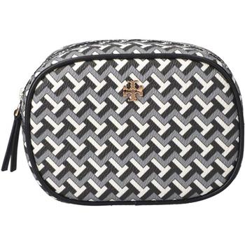 TORY BURCH 印花皮革拉鍊化妝包－黑白