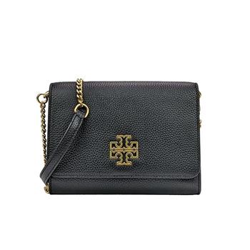 Tory Burch 雙T－LOGO皮革斜背包－黑