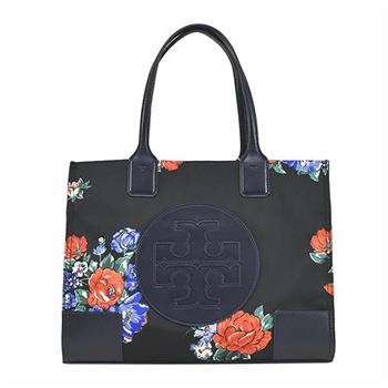 Tory Burch 印花尼龍拼接皮革托特包-黑