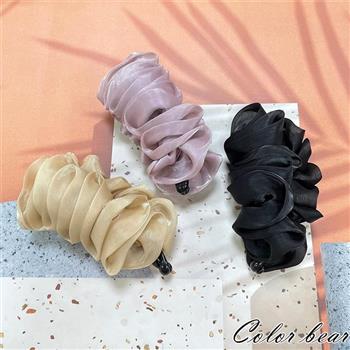 【卡樂熊】氣質炫光紗造型相交夾/髮夾/抓夾(三色可選)