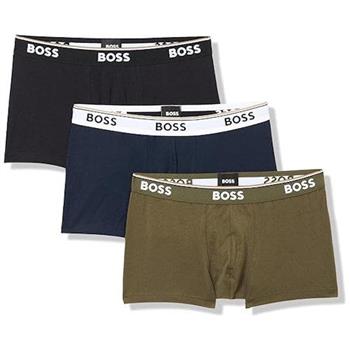 【HUGO BOSS】2024男時尚合身黑藍橄欖色四角內著混搭3件組(預購)