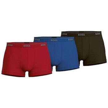 【HUGO BOSS】2024男時尚合身紅藍炭色四角內著混搭3件組(預購)