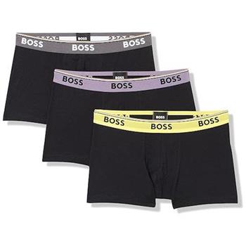 【HUGO BOSS】2024男時尚合身彩色褲頭黑色四角內著混搭3件組(預購)