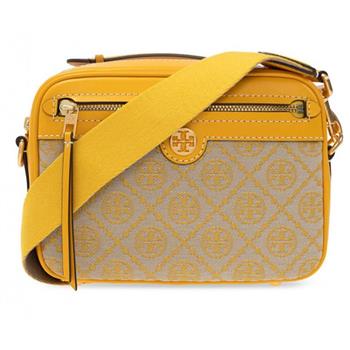 Tory burch 滿版LOGO緹花相機包－黃