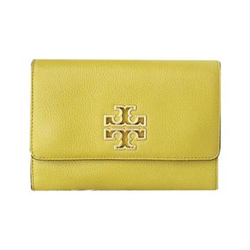 TORY BURCH 雙T－LOGO翻蓋皮革斜背包－黃