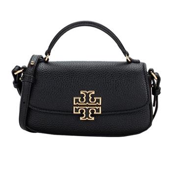 TORY BURCH 雙T－LOGO翻蓋皮革造型斜背包－黑